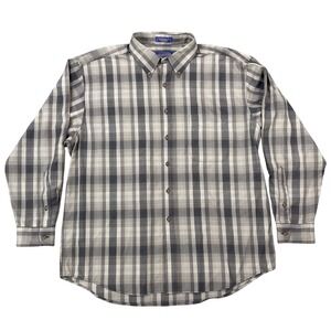 Sir Pendleton Men's XL Button Shirt Brown Plaid Fine Virgin‎ Worsted Wool